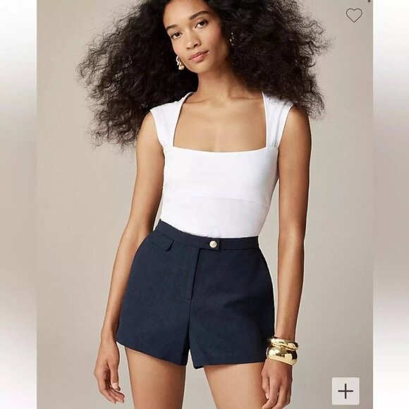 J. Crew Women's Squareneck Cap Sleeve Stretch Top White Size XL NWT - Picture 1 of 7